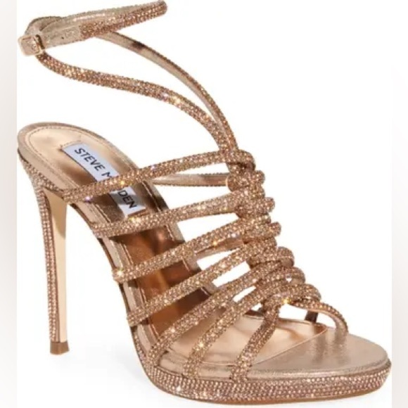 Steve Madden Givinn Beaded Strappy Sandal 8.5M rhinestone crystal evening formal - Picture 1 of 7